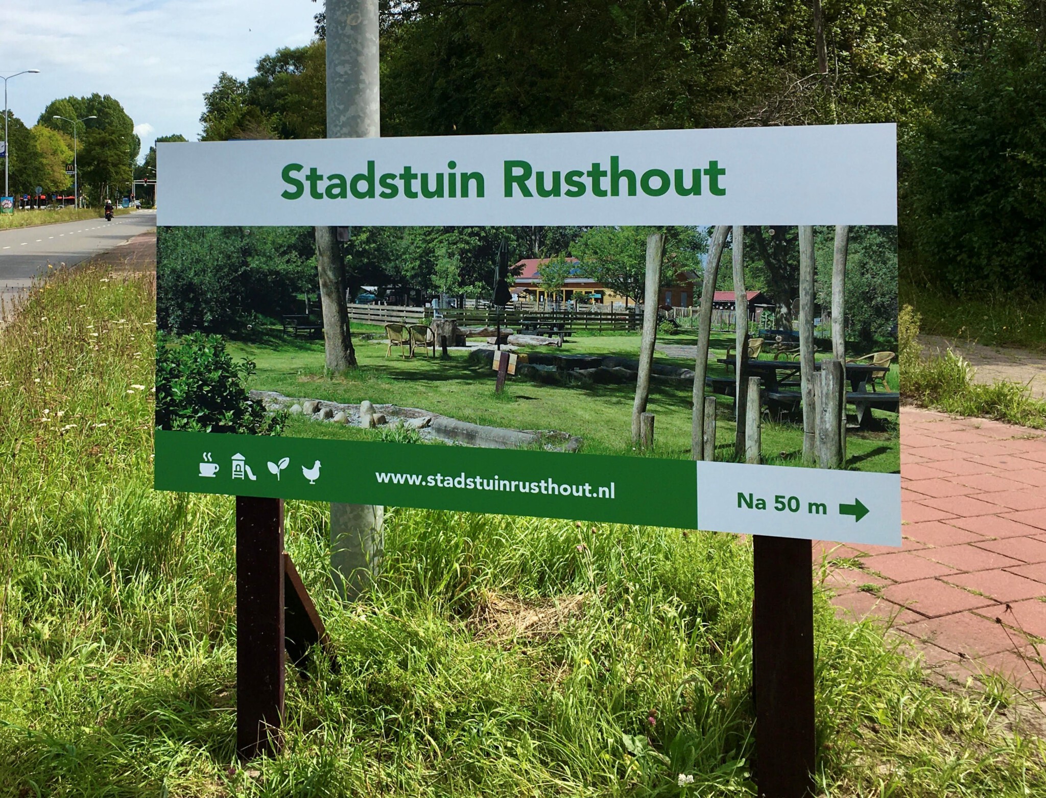 Stadstuin Rusthout bord